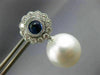 ESTATE 1.55CT DIAMOND AAA SAPPHIRE & SOUTH SEA PEARL 18KT WHITE GOLD 3D EARRINGS