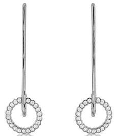 .44CT DIAMOND 14KT WHITE GOLD 3D BEZEL CIRCLE OF LIFE LEVERBACK HANGING EARRINGS