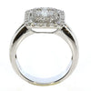 LARGE 1.59CT DIAMOND 18K WHITE GOLD 3D ROUND & BAGUETTE CLUSTER DOUBLE HALO RING