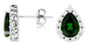 2.9CT DIAMOND & AAA RUSSALITE 14KT WHITE GOLD PEAR SHAPE & ROUND STUD EARRINGS