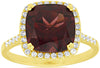 LARGE 4.95CT DIAMOND & AAA GARNET 14KT YELLOW GOLD CUSHION & ROUND HALO FUN RING
