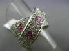 ESTATE LARGE 3.0CT DIAMOND & PINK SAPPHIRE 14KT WHITE GOLD CRISS CROSS LOVE RING