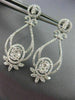 ESTATE LARGE 2.02CT DIAMOND 14K WHITE GOLD OPEN FILIGREE FLOWER HANGING EARRINGS