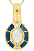ESTATE .54CT DIAMOND & AAA OPAL 14KT YELLOW GOLD ROUND & OVAL FLOATING PENDANT