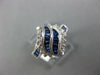 1.20CT DIAMOND & AAA SAPPHIRE 14KT WHITE GOLD 3D ROUND & BAGUETTE LEAF LOVE RING