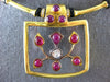 ANTIQUE 17.85CT OLD MINE DIAMOND RUBY & QUARTZ 18K YELLOW GOLD CHOKER NECKLACE