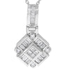 2.35CT DIAMOND 14KT WHITE GOLD ROUND BAGUETTE & PRINCESS GEOMETRICAL FUN PENDANT