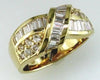 1.40CT DIAMOND 14KT YELLOW GOLD ROUND & BAGUETTE CRISS CROSS LOVE KNOT FUN RING
