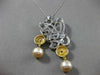 ANTIQUE MASSIVE 2.90CT DIAMOND & PEARL 18K TWO TONE GOLD FILIGREE PENDANT BROOCH