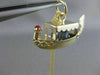 ESTATE ORANG ECORAL BLUE QUARTZ 14K YELLOW GOLD FILIGREE BOAT SHIP PENDANT 20840
