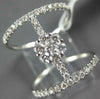 ESTATE LARGE .72CT DIAMOND 18KT WHITE GOLD FLOWER DOUBLE BAR FUN LOVE RING