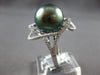 ESTATE LARGE .47CT DIAMOND & AAA TAHITIAN PEARL 18KT WHITE GOLD FLOWER LOVE RING