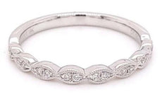 .09CT DIAMOND 18KT WHITE GOLD 3D ROUND MARQUISE SHAPE FILIGREE ANNIVERSARY RING