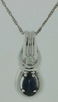 .30CT DIAMOND & AAA SAPPHIRE 14KT WHITE GOLD PEAR SHAPE & ROUND FLOATING PENDANT
