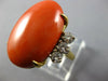 EXTRA LARGE .55CT DIAMOND & AAA CORAL 18KT 2 TONE GOLD CLASSIC OVAL & ROUND RING