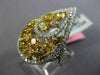 ESTATE LARGE 2.23CT WHITE & FANCY YELLOW DIAMOND 18KT WHITE GOLD PEAR SHAPE RING