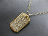 ESTATE .98CT DIAMOND 14KT YELLOW GOLD PAVE RECTANGULAR DOG TAG FLOATING PENDANT