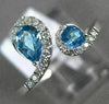 WIDE .81CT DIAMOND & AAA ROUND & PEAR SHAPE BLUE TOPAZ 14K WHITE GOLD SNAKE RING