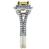 LARGE 1.51CT WHITE & FANCY YELLOW DIAMOND 18K 2 TONE GOLD SQUARE ENGAGEMENT RING