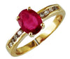 1.08CT DIAMOND & AAA RUBY 14KT YELLOW GOLD OVAL & ROUND CHANNEL ENGAGEMENT RING