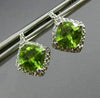 ESTATE 1.85CT DIAMOND & AAA PERIDOT 14KT WHITE GOLD 3D SQUARE HALO STUD EARRINGS