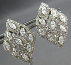 LARGE 2.24CT DIAMOND 18K WHITE GOLD MULTI LEAF FLORAL LEVERBACK HANGING EARRINGS