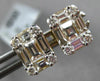 .97CT DIAMOND 18K YELLOW GOLD ROUND & BAGUETTE CLUSTER INVISIBLE SQUARE EARRINGS