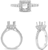 ESTATE .56CT DIAMOND 14KT WHITE GOLD CUSHION & ROUND SEMI MOUNT ENGAGEMENT RING