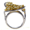 EXTRA LARGE 4.58CT WHITE & FANCY YELLOW DIAMOND 18K 2 TONE GOLD MULTI SHAPE RING