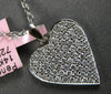 ESTATE .73CT DIAMOND 14KT WHITE GOLD 3D CLASSIC PAVE HEART LOVE NECKLACE