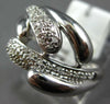 ESTATE WIDE .17CT DIAMOND 14KT WHITE GOLD 3D MULTI LEAF CRISS CROSS FUN RING
