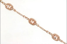 3.30CT DIAMOND & AAA MORGANITE 14KT ROSE GOLD OVAL FLOWER HALO TENNIS BRACELET
