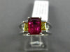 ESTATE 1.56CT RUBY & YELLOW SAPPHIRE 14KT WHITE GOLD 3D 3 STONE ENGAGEMENT RING