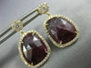 LARGE 12.19CT DIAMOND & AAA RUBY 14K YELLOW GOLD TEAR DROP HALO HANGING EARRINGS