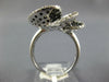 ESTATE LARGE 3.22CT WHITE & BLACK DIAMOND 14KT WHITE GOLD 3D FLOWER LOVE RING