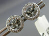 ESTATE .31CT DIAMOND 14KT WHITE GOLD 3 PRONG HALO SOLITAIRE SEMI MOUNT EARRINGS
