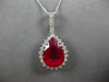LARGE 12.63CT DIAMOND & AAA RUBY 14K WHITE GOLD PEAR SHAPE & ROUND PENDANT 28019