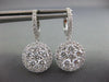 ESTATE LARGE 2.39CT DIAMOND 18KT WHITE GOLD CLUSTER FLOWER HALO HANGING EARRINGS