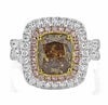 EXTRA LARGE 4.12CT WHITE PINK & FANCY ORANGE DIAMOND 18KT TRI COLOR GOLD RING