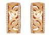 ESTATE WIDE .57CT DIAMOND 18KT YELLOW 3D GOLD FILIGREE HOOP HANGING EARRINGS