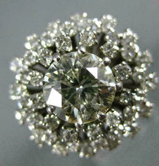 ANTIQUE LARGE 2.35CT DIAMOND 18K WHITE GOLD 3D FLOWER SOLITAIRE ENGAGEMENT RING