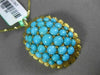 ANTIQUE LARGE AAA TURQUOISE 18KT YELLOW GOLD 3D LEAF CLUSTER SUN BURST PENDANT