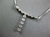 ESTATE .18CT DIAMOND 14K WHITE GOLD 3D CLASSIC BEZEL T SHAPE LARIAT FUN NECKLACE