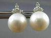 ESTATE .16CT DIAMOND & AAA SOUTH SEA PEARL 18KT WHITE GOLD FLOWER STUD EARRINGS