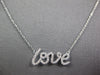 ESTATE LONG .16CT DIAMOND 18KT WHITE GOLD 3D CLASSIC LOVE SCRIPT FUN NECKLACE
