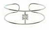 LARGE .74CT DIAMOND 18KT WHITE GOLD ROUND & BAGUETTE SQUARE CUFF BANGLE BRACELET