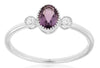 .46CT DIAMOND & AAA AMETHYST 14KT WHITE GOLD OVAL & ROUND FILIGREE 3 STONE RING