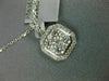 ESTATE LARGE .74CT DIAMOND 18KT WHITE GOLD SQUARE CLUSTER HALO FLOATING PENDANT