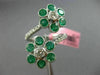 ESTATE EXTRA LARGE 2.29CT DIAMOND & AAA EMERALD 18KT WHITE GOLD FLOWER LOVE RING