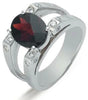 ESTATE 3.28CT DIAMOND & AAA GARNET 14KT WHITE GOLD OVAL & ROUND ETOILE FUN RING